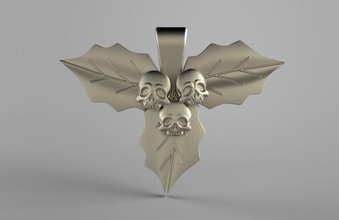 skull leaves pendant leave art fashion jewelry jewel 3d print model - Mito3D