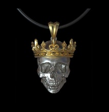 cranio pendente corona re regno Morte scheletro gioielleria oro argento collana reale ciondoli 3d print model - Mito3D