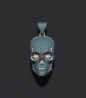 skull pendant gems pendants jewel jewellery jewelry skul woman women zbrush scul necklace silver diamond gem gemstone briliant ice iced hip hop 3d print model - Mito3D