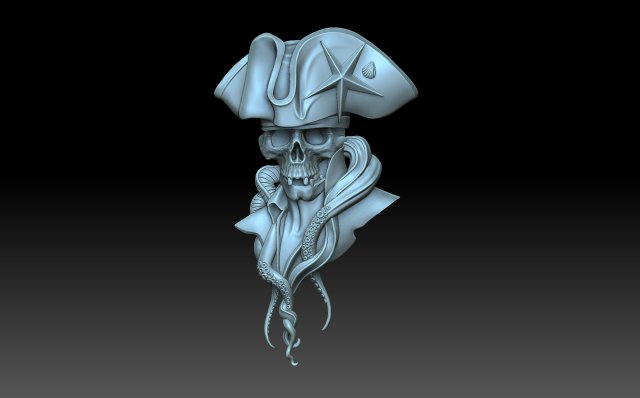 crâne pirate squelette capitaine boucanier emblème corsaire soulagement figurine panneau décoration 3D print model - Mito3D