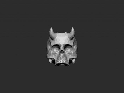 cráneo maceta cuernos low poly escultura muerte Víspera Santos flower pot humano anatomía 3d print model - Mito3D