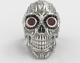 skull ring anello gioielli argento 3d 3dprint 3d print model - Mito3D