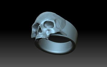 crânio anel 3d impressão modelo in argolas 3dexport arte pirata motociclista ringkull esqueleto 3d print model - Mito3D