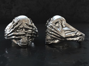 crânio anel 3d impressão modelo in argolas 3dexport cnc stl homens vampiro projeto exclusivo ouro joalheria jóia jóias 3d print model - Mito3D