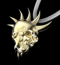 Schädel Ring Anhänger Punk Halsketten Silber Gold Schmuck 3d print model - Mito3D