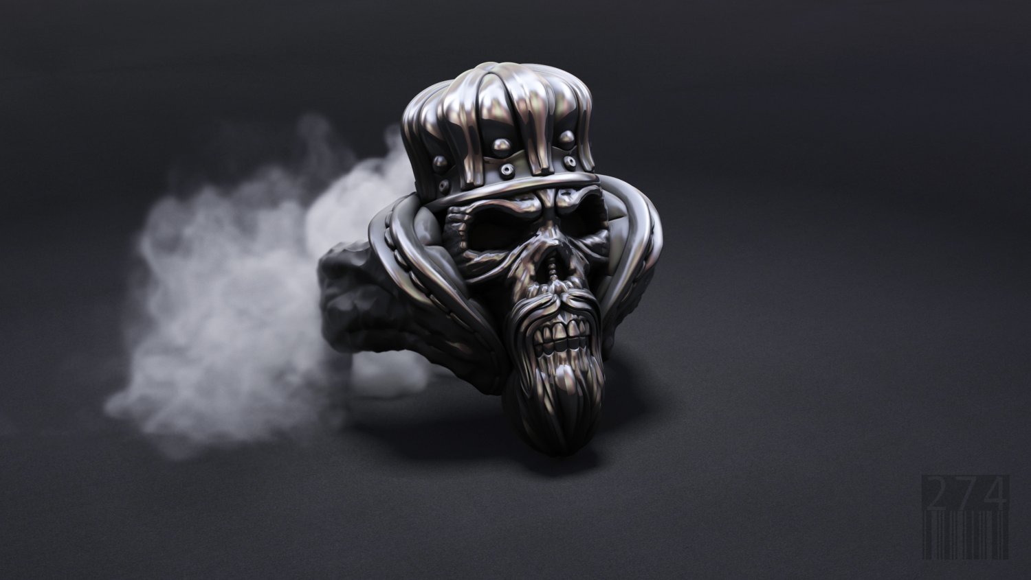 skull ring crown jewellery luxury men mystical fashion beauty sculpt stereolithography design wax printable style print jewel king 3D print model - Mito3D