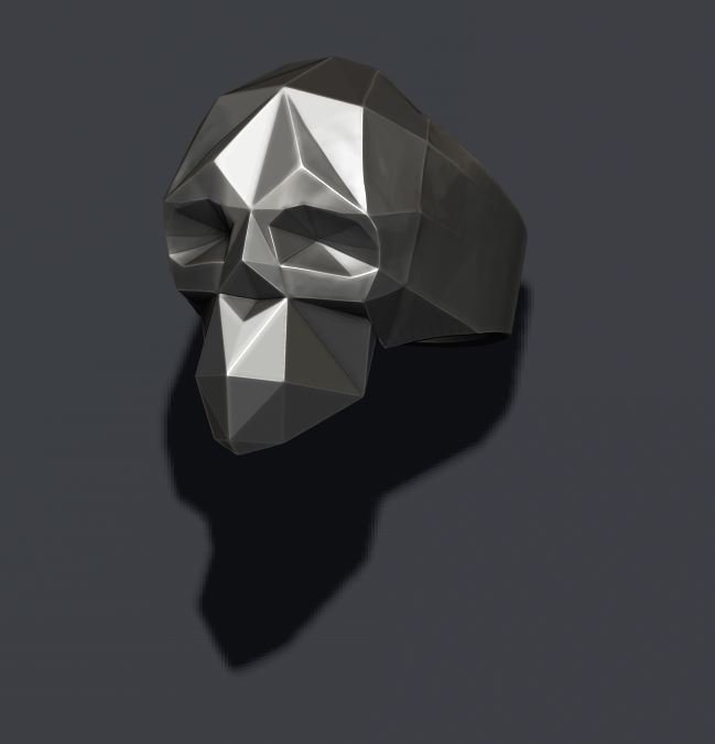 skull ring low poly biker bone jewel jewellery jewelry man men rings ringskull sculpt sculpture skul woman women lowpoly 3D print model - Mito3D