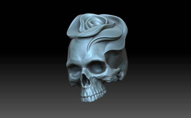 crâne Rose godille squelette figurine pédant bijoux fleurs figure 3D print model - Mito3D