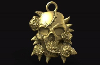 skull roses pendant skull roses pendant jewelry jewel stl