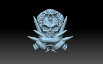 cranio serpente 3d stampa modello in segni loghi 3dexport cecchino cecchini cnc scheletro emblema sollievo proiettile 3d print model - Mito3D