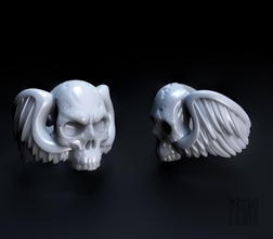 skull wings ring fashion jewelry model biker shining sculpt stereolithography luxury design jewellery wax printable style signet print cracks 3d print model - Mito3D
