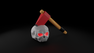 skullandaxe halloween skull axe decor decoration nice amazing horror creepy 3d print model - Mito3D