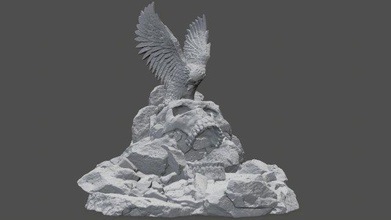 skulleagle skull eagle cave rock rocks stone cliff mount mountain moss mosy snow sand desert forest 3d print model - Mito3D