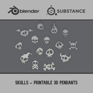 skulls - printable 3d pendants print model in 3dexport pendant 3dprinting accessories skull emotions gift printing 3dprintable cranial horns jewel jewellery jewelry wizard sad happy 3d print model - Mito3D