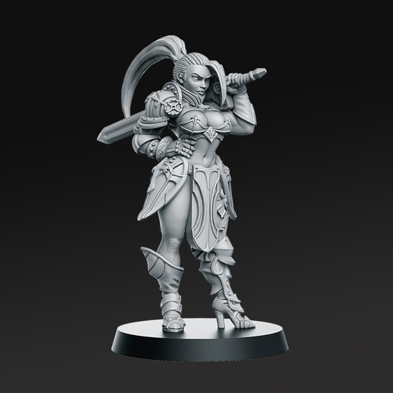 skyla miniaturas pronto to impressão 3d modelo in escultura 3dexport armaduras fêmea menina humano espada guerreiro mulher invocador lutador cavaleiro dnd rnestudio dragão monstro caçador rpg 3D print model - Mito3D