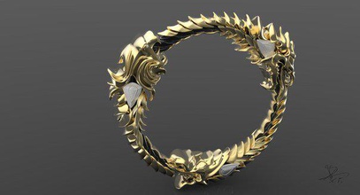 skyrim 3d print model in bracelets 3dexport elder scroll bracelet golden jewelry 3d print model - Mito3D