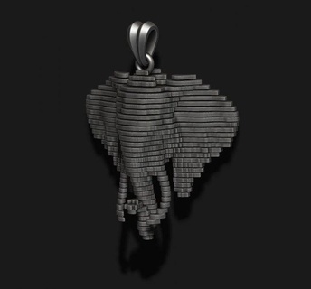 sliced elephant pendant 3d print model pendants africa apparel gold jewel jewellery jewelry mammal animal african wild elefant elefnt wildlife necklace rino rhino solidscape slice 3d print model - Mito3D