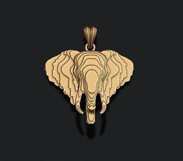 sliced elephant pendant v2 pendants africa apparel gold jewel jewellery jewelry mammal animal african wild elefant elefnt wildlife necklace rino rhino solidscape slice 3d print model - Mito3D