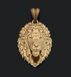 sliced lion pendant v2 pendants biker jewel jewellery jewelry necklace rino rhino solidscape slice gold silver obj stl 3dm 750 tiger pantera leon leo ring 3d print model - Mito3D