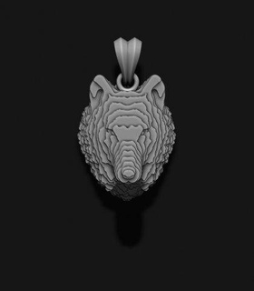 tranché Loup pendentif v2 pendentifs bijou bijoux Collier Rino rhinocéros solidscape tranche or argent obj stl 3dm tigre volf chien huski rauque tête loup 3d print model - Mito3D