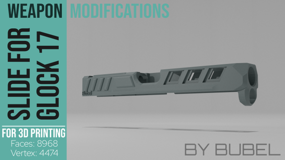 diapositiva glock 17 airsoft utilizar Ingenieria pistola seguridad policía arma bala munición Ejército militar apuntalar 3d print model - Mito3D