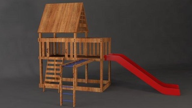 diapositiva patio recreo juego jugar entretenimiento ocio niño niños juguete parque divertido colegio exterior aire libre jardín arquitectura gimnasio juguetes subida trepador 3d print model - Mito3D