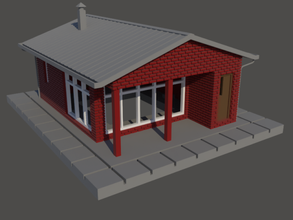 small basic house in bricks n gauge free 3d print model architecture 3dexport size electric train building 3d print model - Mito3D