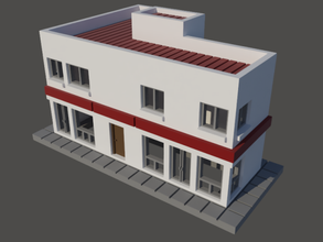 small building commerce apartments in n gauge free 3d print model architecture 3dexport train electric size commercial 3d print model - Mito3D