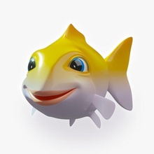 klein fisch animiert 3d modell wasser 3dexport karikatur gold aquarium dumm meer ozean koralle animation schwimmt 3d print model - Mito3D