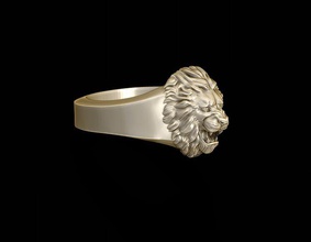 kleiner Kopf, Löwe-ring Schmuck ring gold diamond bedruckbar ist Silber Juwel lion Natur zbrush mesh tiger böse brüllend Löwin Afrika wild tigr Tier 3d print model - Mito3D