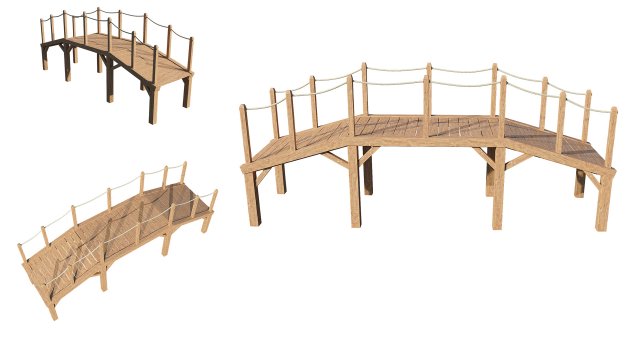 klein hölzern Brücke Holz Garten Park Dekoration Außen dekorativ Element 3D print model - Mito3D