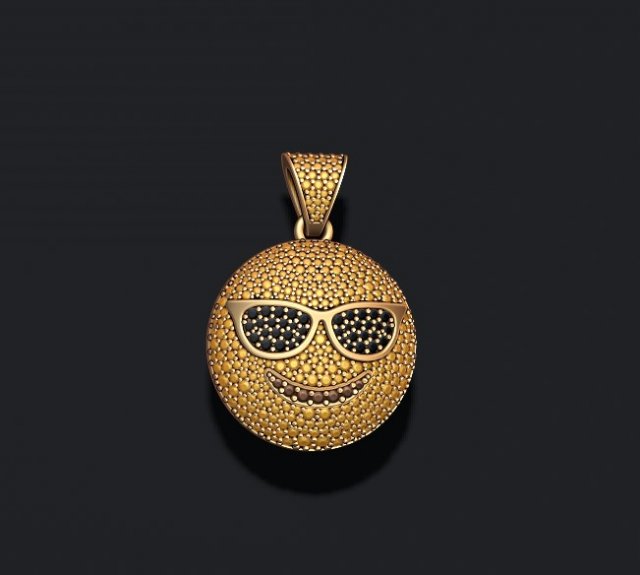 smiling face sunglasses emoji pendant gems pendants jewelry gem hiphop jewellery emotion ice iced jewel diamond gemstone briliant hip hop heart tongue yummy sunglass 3D print model - Mito3D