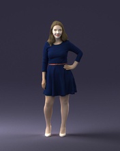 smiling girl 0708 3d print model 3dscan 3dprint human printable posed character figurine miniature 3dfigurine people realistic visualization miniatures render casual fashion smile woman dress 3d print model - Mito3D