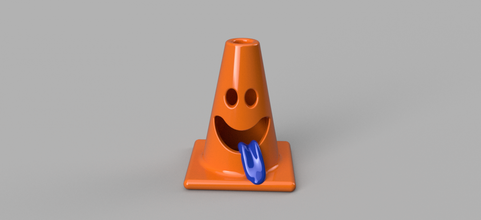 sonriente tráfico cono Arte plastico divertido interior mario carro deco nintendo vídeo juego personaje esculturas estatua llavero decoración escritorio naranja sonreír 3d print model - Mito3D