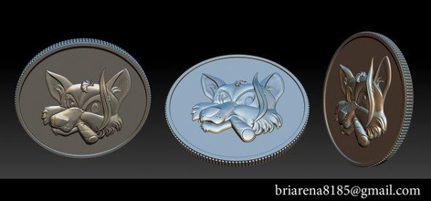 smoking fox - coin smiley silhouette art smile wing wise hen universe artwork silver stl cnc 3d print 3d print model - Mito3D