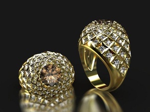 smoky quarz ring gold jewelry 3d print model - Mito3D