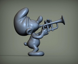 smurf trumpet 3d print model in sculpture 3dexport figure toy art character sculptures sculpt statuette interior souvenir child game games 3d print model - Mito3D