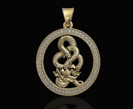 yılan flower gemstones kolye 3d yazdırılabilir stl altın gümüş platin sterlin moda çiçek hayvanlar erkekler KADIN Rahatlama lotus değerli taşlar takı 3d print model - Mito3D