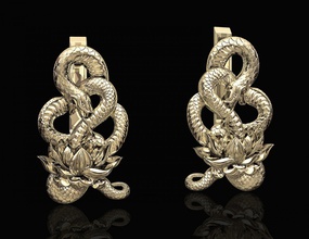 snake flower earrings 3d print model in 3dexport printable stl obj earring gold silver sterling platinum women stylish jewellry 3d print model - Mito3D