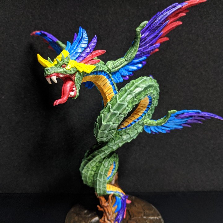 serpente dio 3d stampa modello in mostri creature 3dexport azteco capo drago draghi dungeon epico fantasia mini miniature miniatura minis dnd quetzalcoatl mitologico ttrpg artigiano gilda incas 3D print model - Mito3D