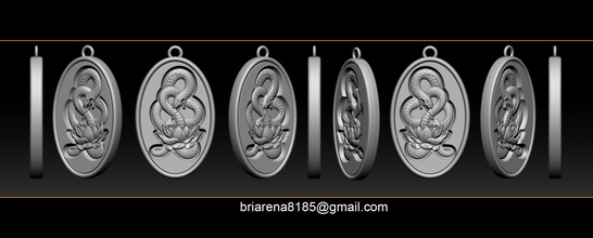 serpent collier pendentif 3d impression modèle in pendentifs 3dexport jaune gemme bijoux imprimable reptile argent sonnette diamant arrière échelle toxique poison venin vipère cobra 3d print model - Mito3D