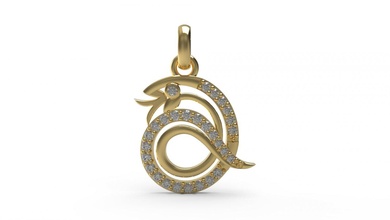 serpente pendente 62 oro gioiello gioielleria argento stampabile diamante donna moda nozze solitario zaffiro rubino collana amore 3d print model - Mito3D
