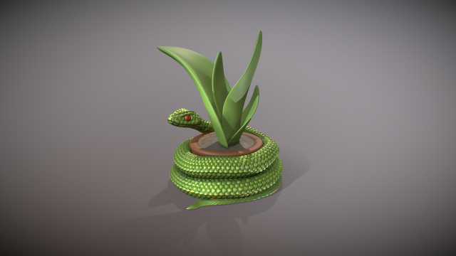 snake pot planter 3d print decor vase cactus 3dprintable serpent flower reptile animal art flora nature leaf growth house 3D print model - Mito3D