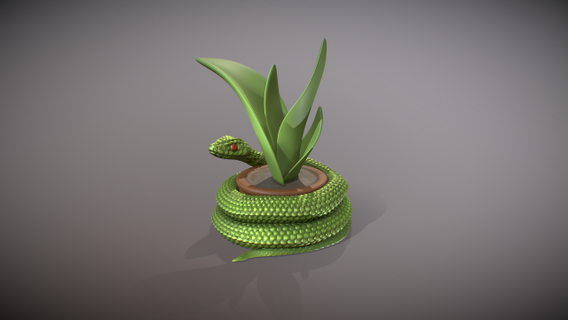 snake pot planter 3d print decor vase cactus 3dprintable serpent flower reptile animal art flora nature leaf growth house 3d print model - Mito3D