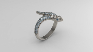 serpiente anillo oro joya joyería plata imprimible diamante mujer Moda Boda solitario zafiro rubí amor 3d print model - Mito3D