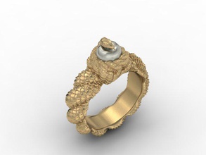 la serpiente anillo apple cobra detallada el diamante compromiso femenino de oro joya joyería lagarto naturaleza fotorrealista imprimible rojo los reptiles anillos plata 3d print model - Mito3D