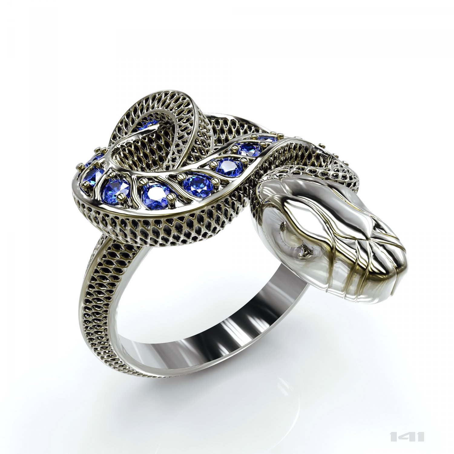 snake ring mit Steinen Schlange gold Silber Schmuck Edelsteine gem diamond Saphir Juwelier - Zubehör Mode schön 3D print model - Mito3D