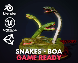 serpents boa Jeu prêt serpent reptile lézard animal créature danger prédateur nature faune anaconda vert mamba python 3dgameasset jeux jouer personnages monstres 3d print model - Mito3D