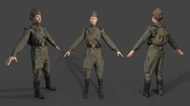 sniper woman 3d model in 3dexport wear soldier military army man uniform war men combat infantry russian officer character rifle person historic victory footwear medal 3d print model - Mito3D