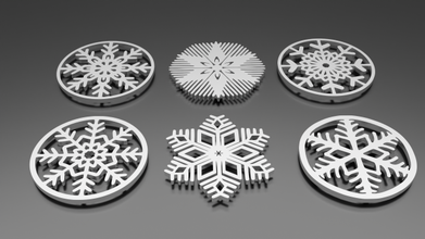 snow escama portavasos conjunto 6 piezas 3d impresión modelo in accesorios 3dexport cerveza estera 3dprint imprimible invierno fractal símbolo ilustración casa navidad árbol copo nieve 3d print model - Mito3D